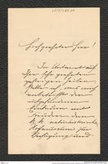 Nachlass Franz Steindachner, Brief von Heinrich Vonwiller an Franz Steindachner (31.08.1906), Inv.Nr. 565.01, Seite 1